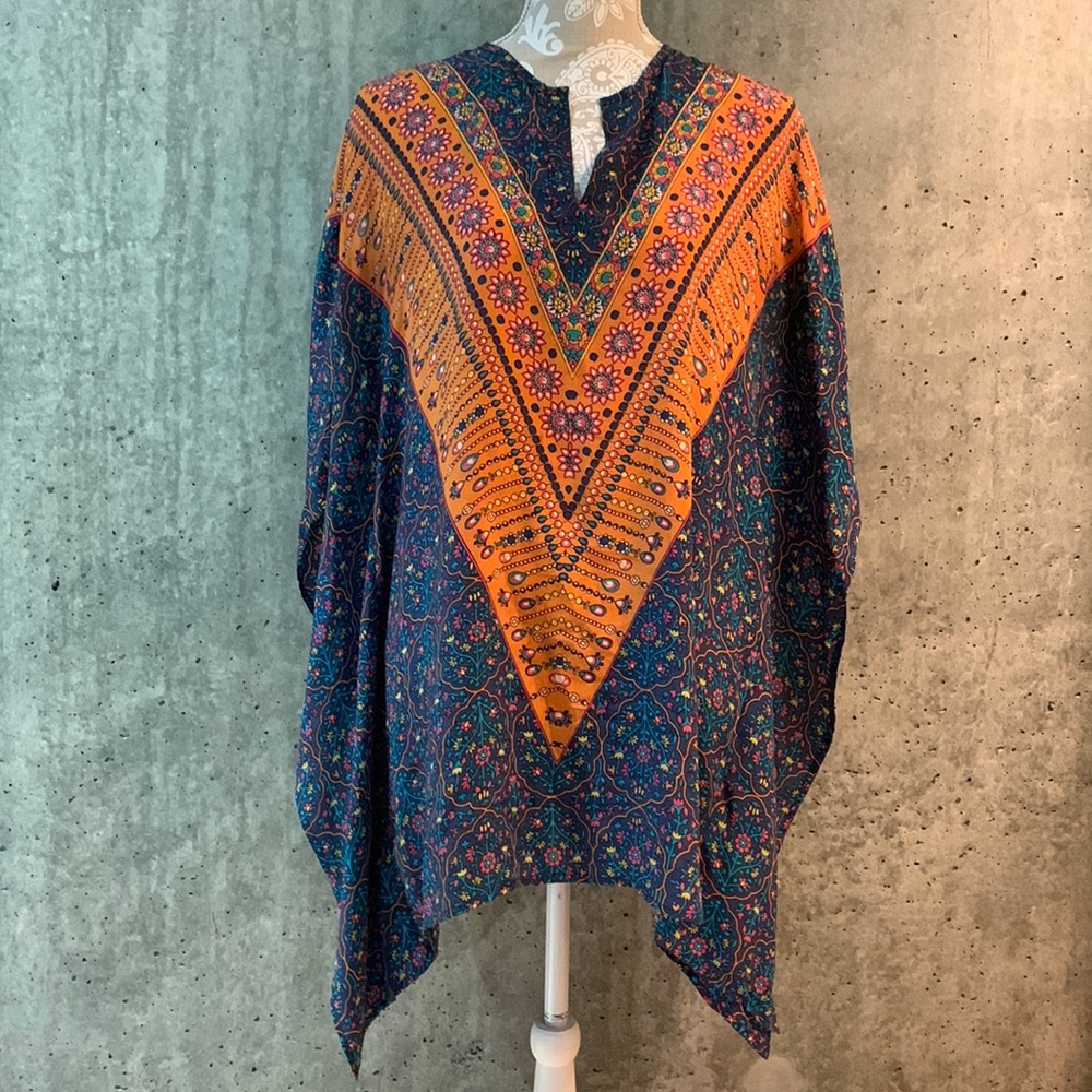 Anthropologie lightweight silk printed tunic